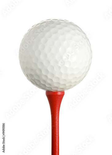 golf ball on tee, isolated on white