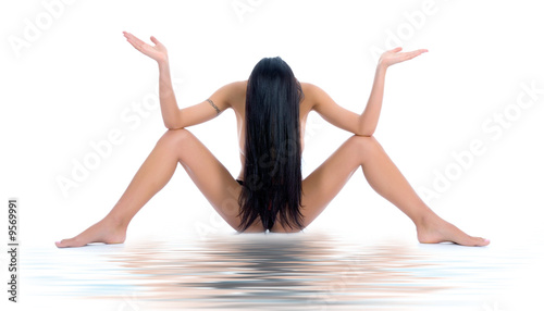Nude girl on white background