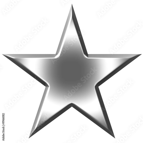 3d silver star isolated in white