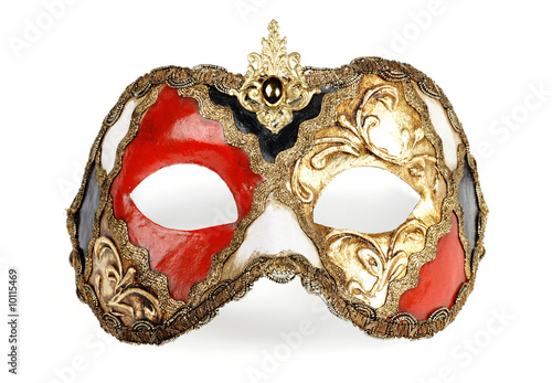 Decorative venetian carnival mask isolated on white background