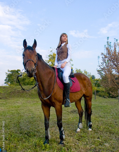 Pretty young woman and beautiful horse.