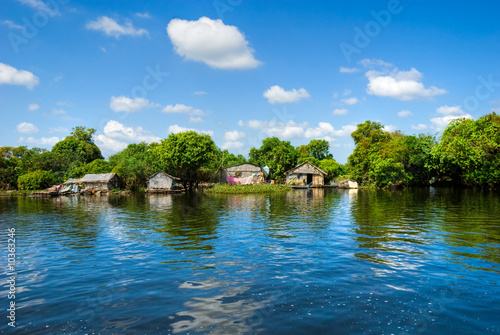 Floating House on the Tonle Sap lake, Siem reap. Cambodia.