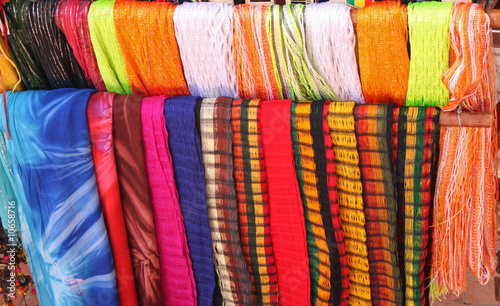 Colorful fabric market stall