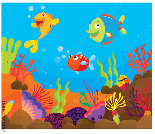 reef fish underwater illustration