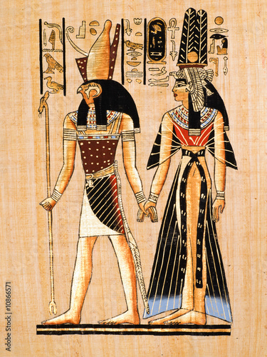 Egyptian papyrus: Amon-Re and Nefertari