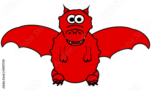 Red Dragon Cartoon - Isolated on White