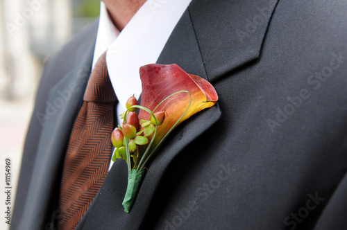 boutonniere on tuxedo