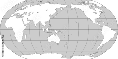 Robinson World Map Asia Centered - Vector Illustration