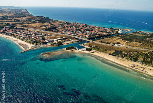 Potidea sea canal in Greece, aerial view