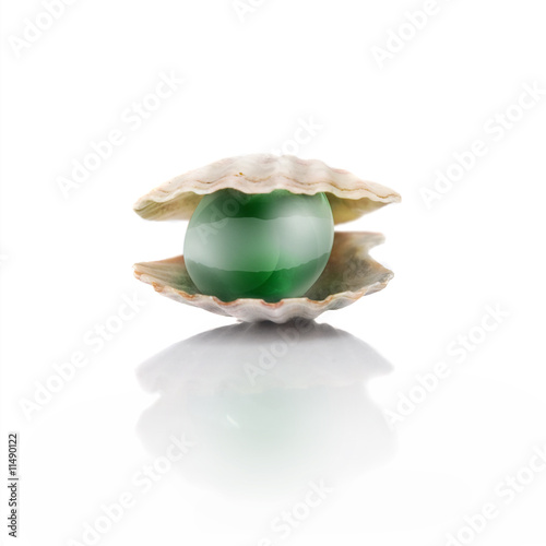 stylized green pearl isolated on white