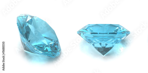 Sky blue topaz gems isolated on white background