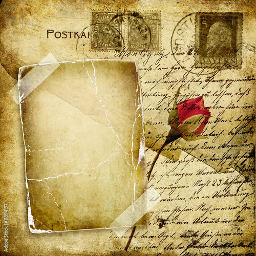 vintage love letter with dry rose