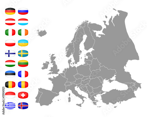 landkarte europa mit flaggen
