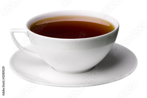 White Cup Filled with Tea isolated on white