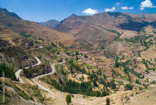 View of the Urubamba valley from the Pisac ruins, Sacred Valley,