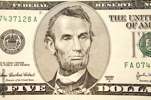 American five dollar banknote detail