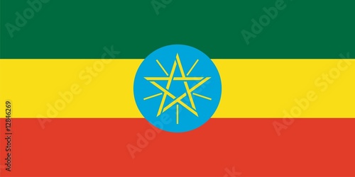 Flag of Ethiopia. Illustration over white background