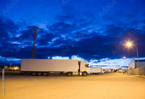 Trucks at night