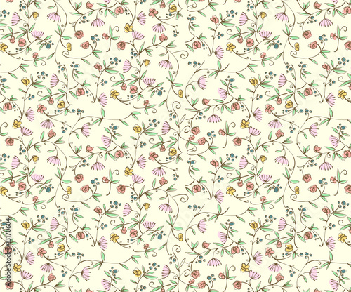 Classic ditsy floral seamless wallpaper