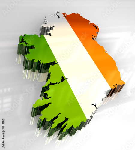 3d flag map of Ireland