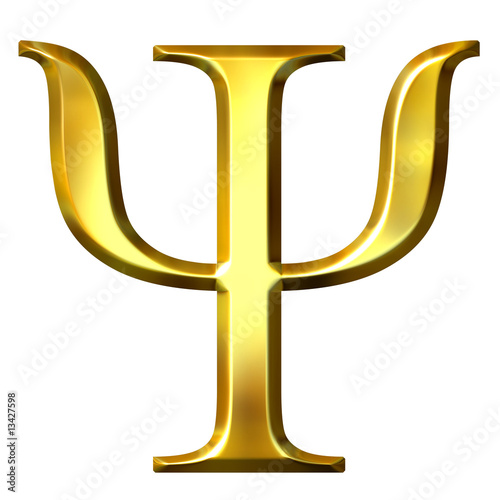 3D Golden Greek Letter Psi