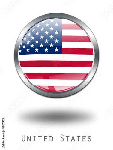 3D United States Flag button illustration on a white background