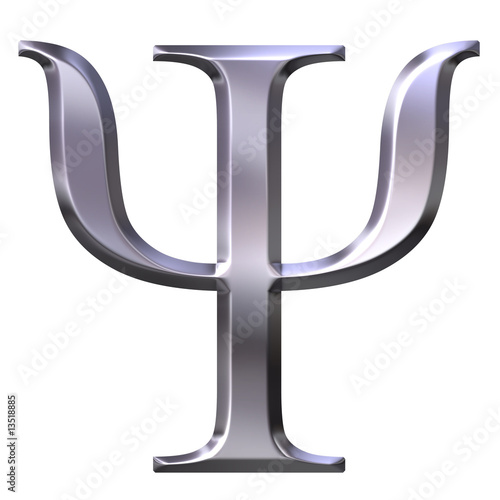 3D Silver Greek Letter Psi