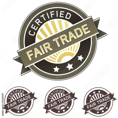 Certified fair trade product label sticker for packaging