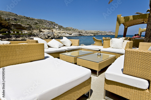 Luxury beach bar at Rhodes island in Greece