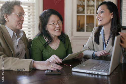 Senior couple meeting with agent