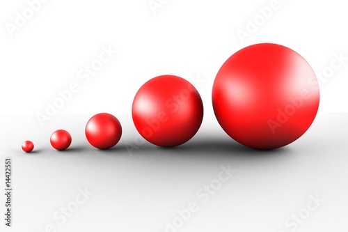 five red spheres