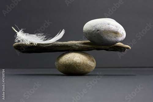 feather and stone balance