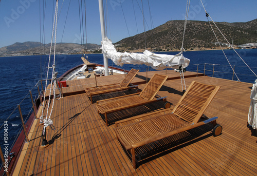 luxury wooden boat deck