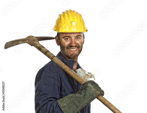 miner portrait isolated on white
