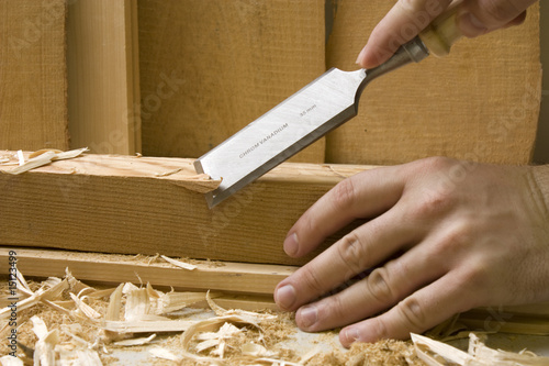 Joinery workshop with wood tools
