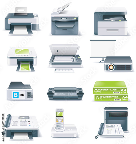 Vector detailed computer parts icon set. Part 4