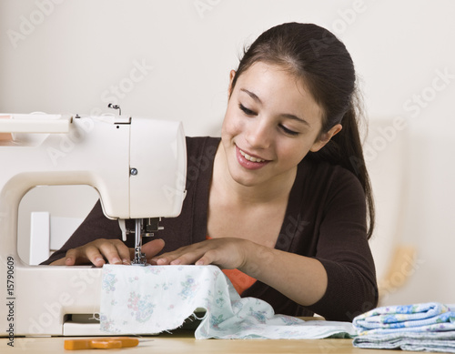 Beautiful Girl Sewing