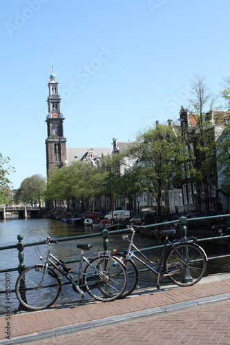 Amsterdam - Bikes over bridge portrait