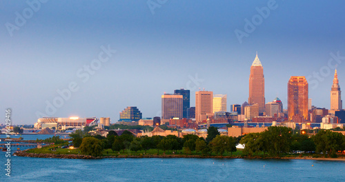 Cleveland, Ohio, twilight panorama just after sunset