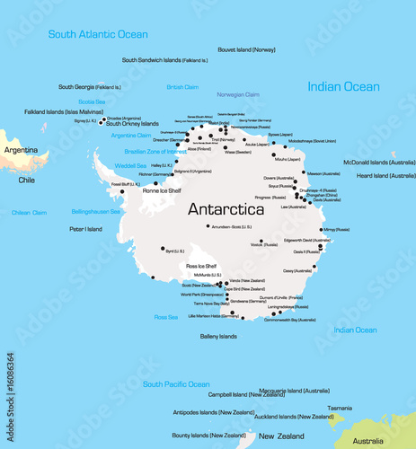 Vector color Map of Antarctica