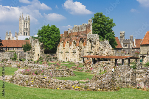 Ruins of St.Augustines Abbey with Canterbury Cathedral in the