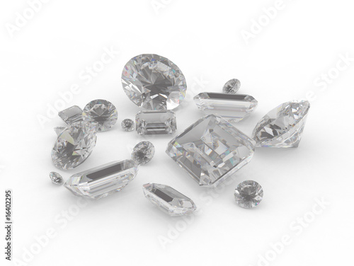 Round emerald cut diamond gemstones