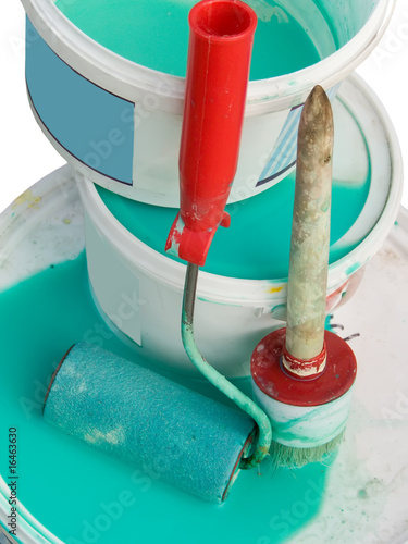 Tools of the house painter a brush the platen