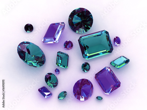 Torques aquamarine stones - 3D rendering