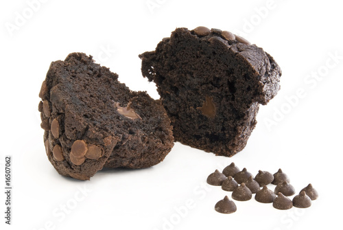 Chocolate Muffin with pieces in front