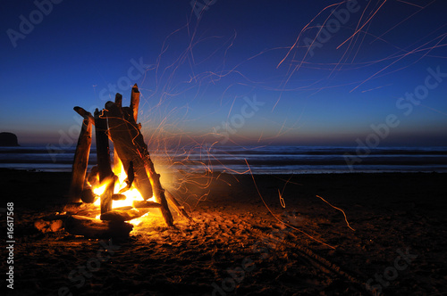 Campfire on shi shi beach in Olympic national park