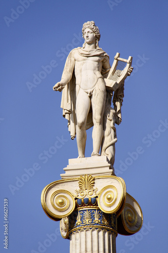 Apollo statue, the ancient greek god of music and poetry in front of the Academy of Athens