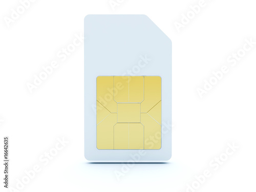 3d sim card isolated on white