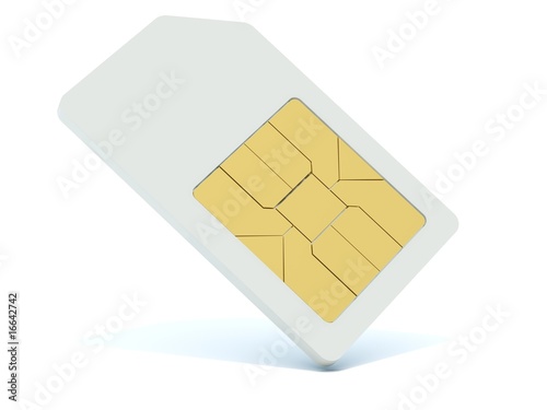 3d sim card isolated on white