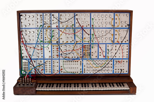 Vintage analog modular synthesizer with patchcords